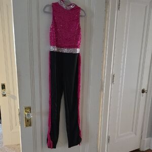 Weissman Pink and Silver Sequin Dance Costume